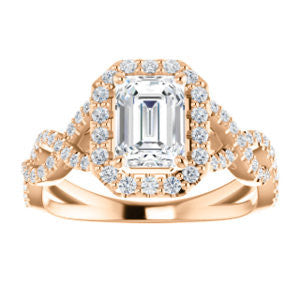 Cubic Zirconia Engagement Ring- The Benita (Customizable Radiant Cut with Infinity Split-band Pavé and Halo)