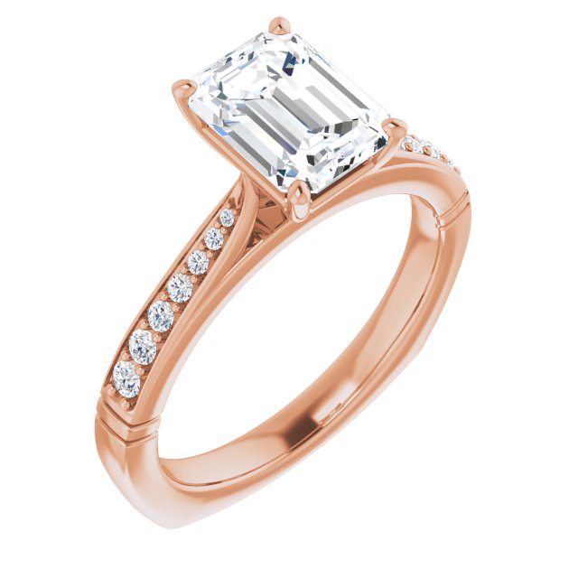 Cubic Zirconia Engagement Ring- The Ella Gabriela (Customizable Radiant Cut Design with Tapered Euro Shank and Graduated Band Accents)