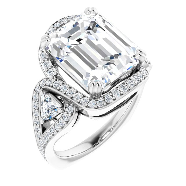 Radiant Cut Ring: 2 Trillion Accents, Twisting Shared Prong Split Band ...