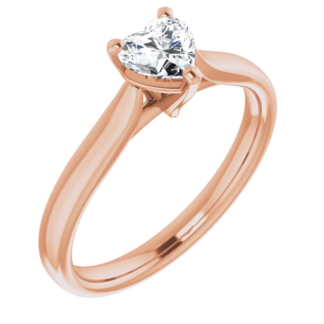 10K Rose Gold Customizable Cathedral-Prong Heart Cut Solitaire