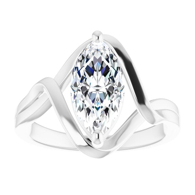 Cubic Zirconia Engagement Ring- The Helene (Customizable Marquise Cut Hurricane-inspired Bypass Solitaire)
