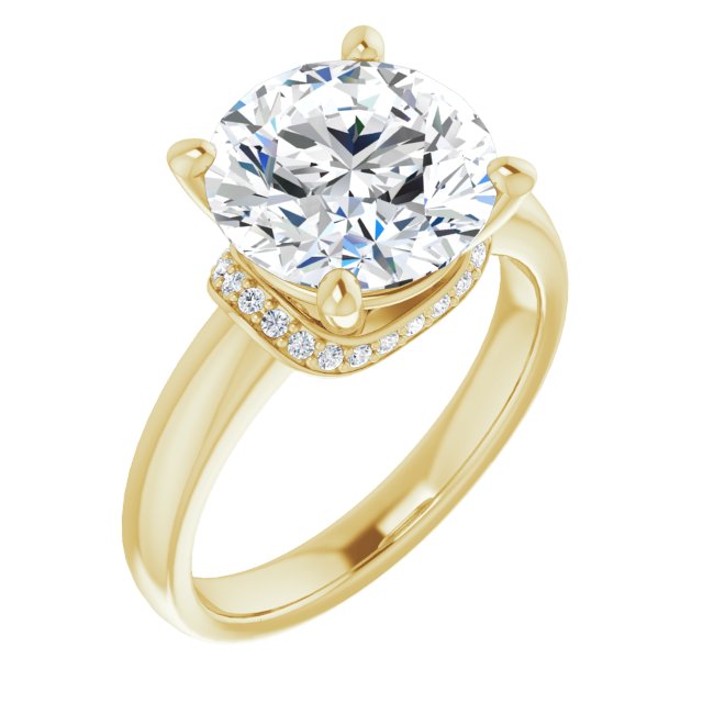 18K Yellow Gold Customizable Round Cut Style featuring Saddle-shaped Under Halo