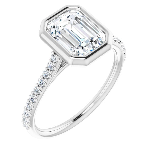 Cubic Zirconia Engagement Ring- The Careena (Customizable Bezel-set Radiant Cut Style with Ultra-thin Pavé-Accented Band)