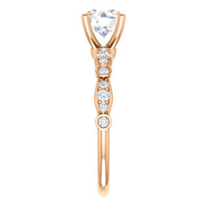Cubic Zirconia Engagement Ring- The Lindsay (Round Cut Ladies' Belt-Inspired Customizable Setting with Bezel-Set Pave Band)