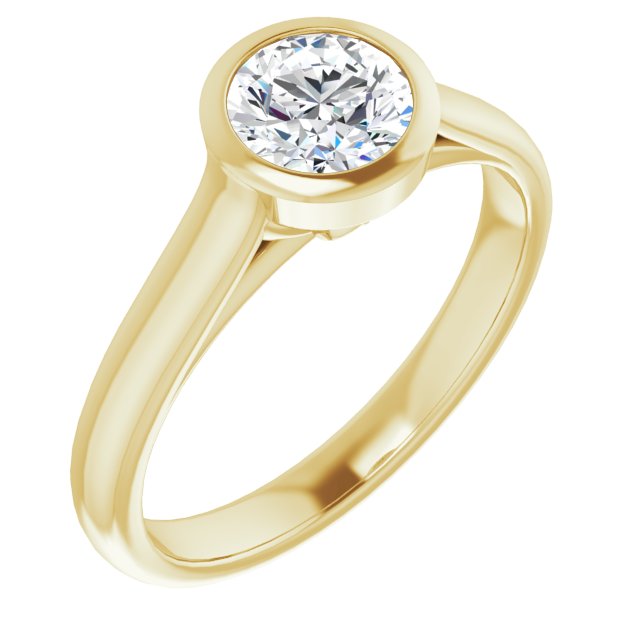 10K Yellow Gold Customizable Cathedral-Bezel Round Cut 7-stone "Semi-Solitaire" Design
