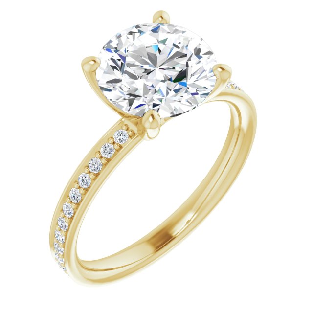 10K Yellow Gold Customizable Classic Prong-set Round Cut Design with Shared Prong Band