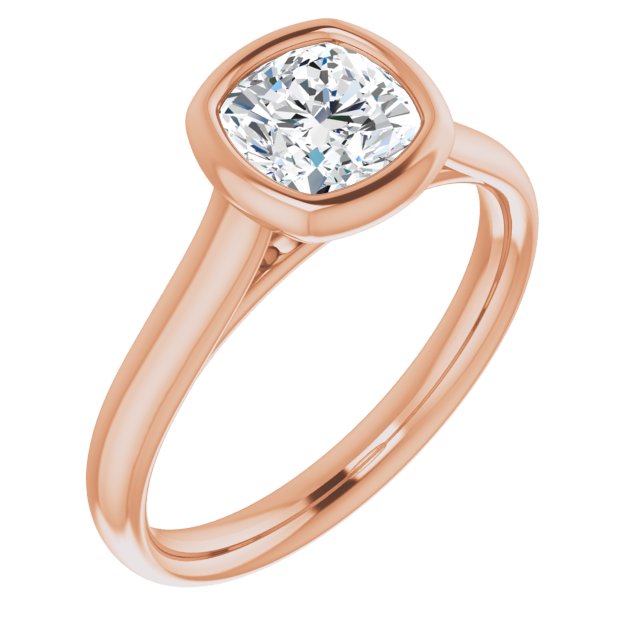 10K Rose Gold Customizable Cathedral-Bezel Cushion Cut Solitaire