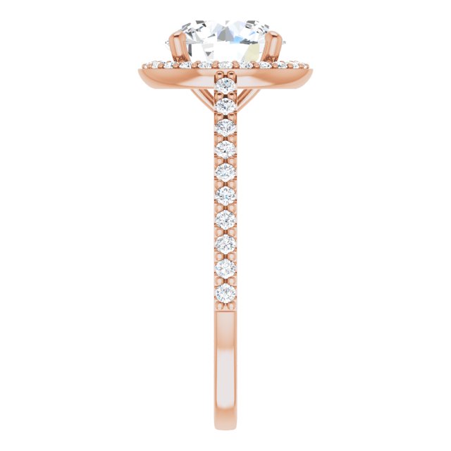 Cubic Zirconia Engagement Ring- The Catherine Lea (Customizable Round Cut Design with Halo and Thin Pavé Band)