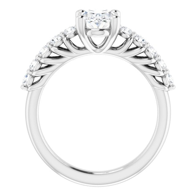 Cubic Zirconia Engagement Ring- The Alaia (Customizable Oval Cut Style with Round Bar-set Accents)
