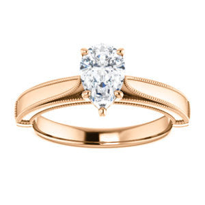 Cubic Zirconia Engagement Ring- The Britney (Customizable Pear Cut Decorative-Pronged Cathedral Solitaire with Fine Milgrain Band)