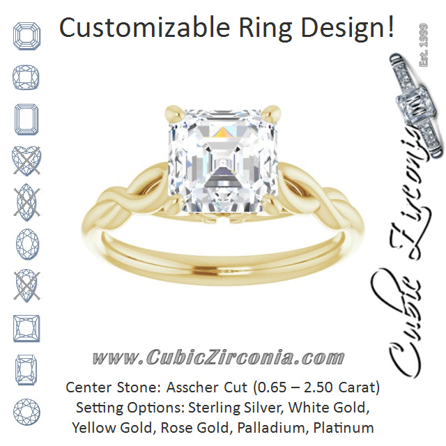 Cubic Zirconia Engagement Ring- The Diamond (Customizable Asscher Cut Solitaire with Braided Infinity-inspired Band and Fancy Basket)
