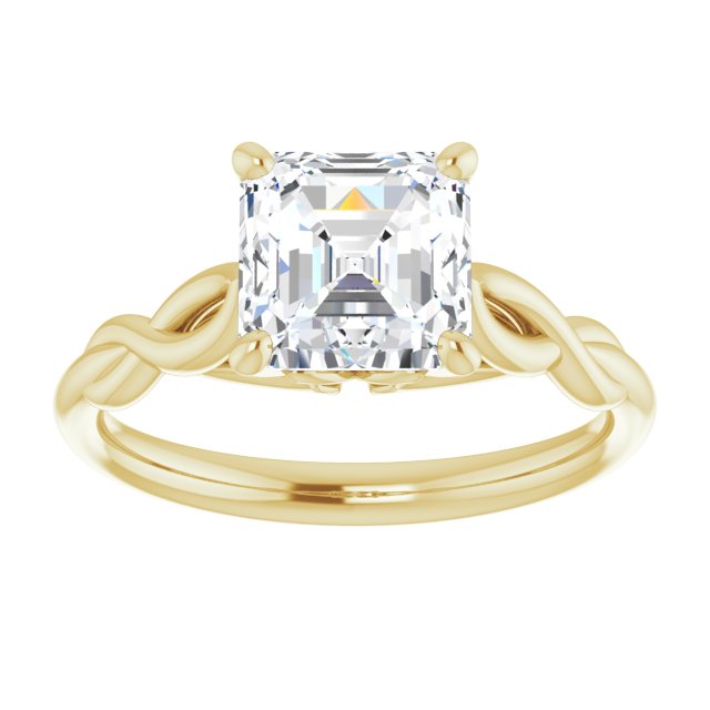 Cubic Zirconia Engagement Ring- The Diamond (Customizable Asscher Cut Solitaire with Braided Infinity-inspired Band and Fancy Basket)