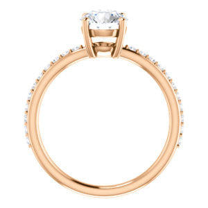 Cubic Zirconia Engagement Ring- The Delilah (Customizable Round Cut Petite Style with 3/4 Pavé Band)