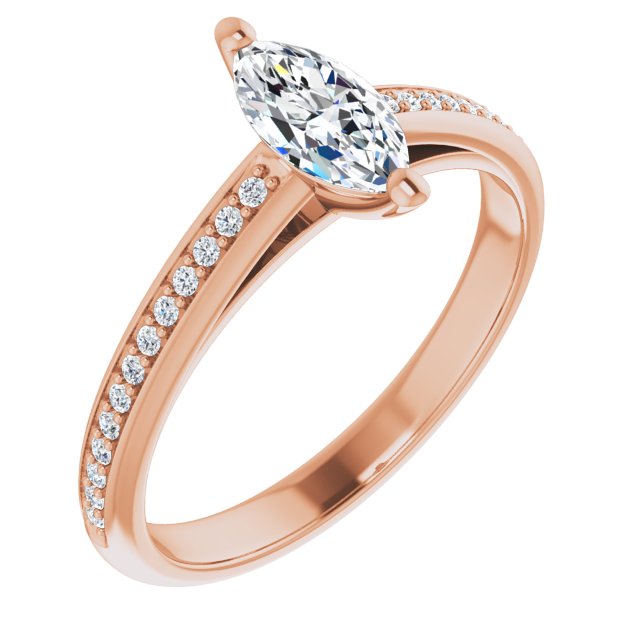 10K Rose Gold Customizable Cathedral-set Marquise Cut Style with Shared Prong Band