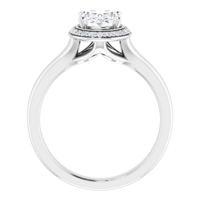 Cubic Zirconia Engagement Ring- The Ivory (Customizable Cathedral-set Oval Cut Design with Split-band & Halo Accents)