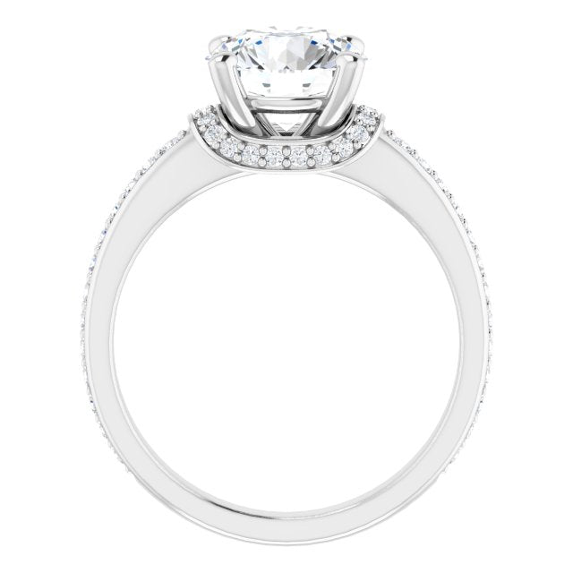 Cubic Zirconia Engagement Ring- The Ella (Customizable Round Cut Setting with Organic Under-halo & Shared Prong Band)