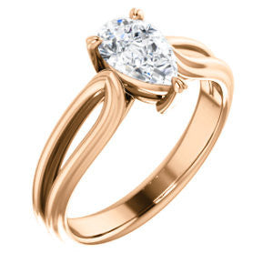 CZ Wedding Set, featuring The Piper engagement ring (Customizable Pear Cut Solitaire with Flared Split-band)