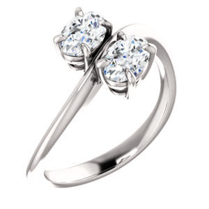 Cubic Zirconia Engagement Ring- The Patti (Customizable Oval Cut 2-stone Bypass Style)