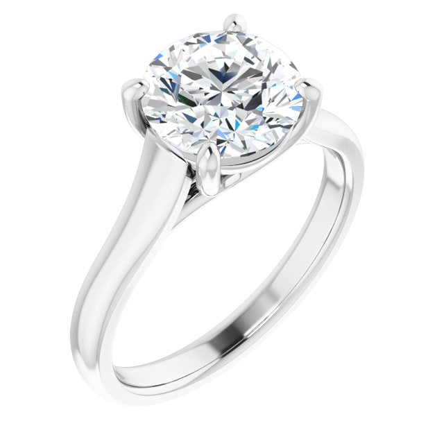 Cubic Zirconia Engagement Ring- The Jewel (Customizable Round Cut Cathedral-Prong Solitaire with Decorative X Trellis)