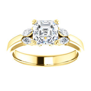 Cubic Zirconia Engagement Ring- The Melitza (Customizable Asscher Cut 5-stone with Marquise Accents)