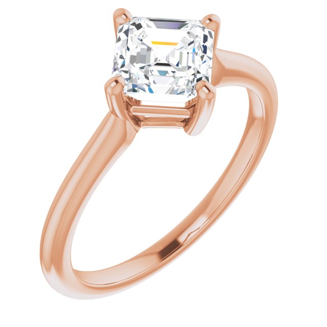 10K Rose Gold Customizable Asscher Cut Solitaire with Raised Prong Basket