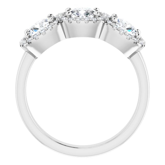Cubic Zirconia Engagement Ring- The Delores (Customizable Cushion Cut Triple Halo 3-stone Design)