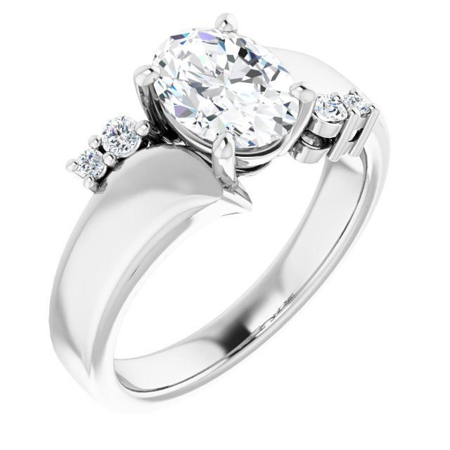 Cubic Zirconia Engagement Ring- The Inez (Customizable 5-stone Oval Cut Style featuring Artisan Bypass)