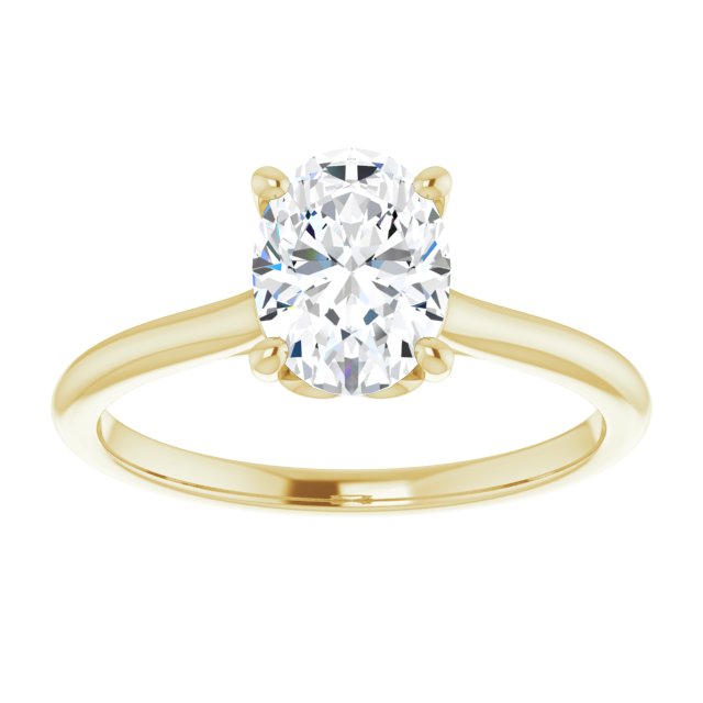 Cubic Zirconia Engagement Ring- The Josepha (Customizable Cathedral-style Oval Cut Solitaire with Decorative Heart Prong Basket)