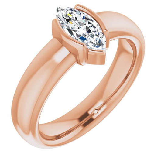 10K Rose Gold Customizable Bezel-set Marquise Cut Solitaire with Thick Band