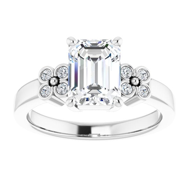 Cubic Zirconia Engagement Ring- The Heidi Grethe (Customizable 9-stone Design with Radiant Cut Center and Complementary Quad Bezel-Accent Sets)