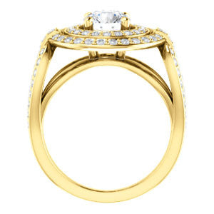 Cubic Zirconia Engagement Ring- The Jill (Round Cut Double Halo with Ultrawide Split-Pavé Band)