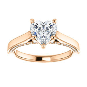 Cubic Zirconia Engagement Ring- The Tonja (Customizable Heart Cut Semi-Solitaire with Dual Three-sided Pavé Band)