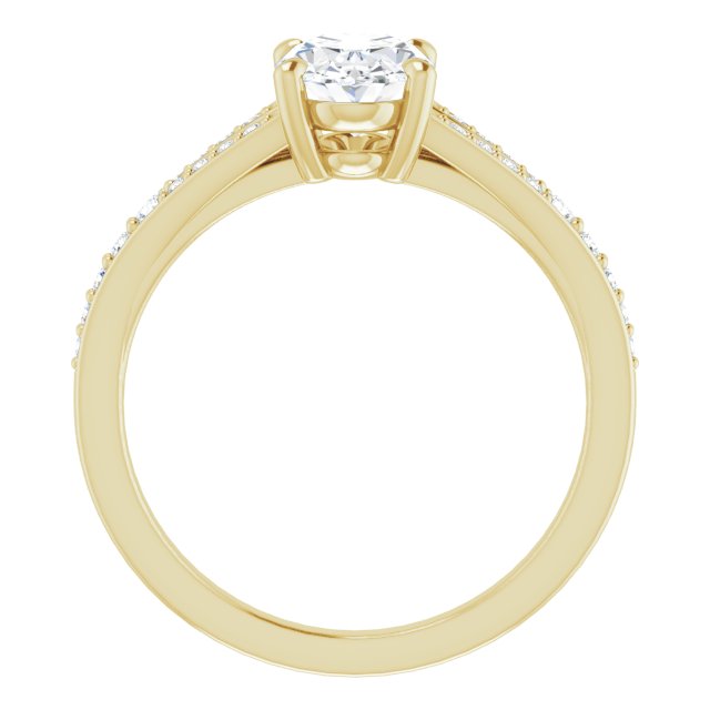 Cubic Zirconia Engagement Ring- The Gaurika (Customizable Oval Cut Center with Thin Split-Shared Prong Band)
