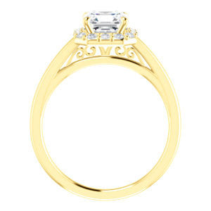Cubic Zirconia Engagement Ring- The Tyra (Customizable Cathedral-set Asscher Cut Style with Halo, Decorative Trellis and Thin Band)