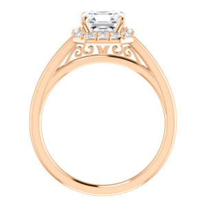Cubic Zirconia Engagement Ring- The Tyra (Customizable Cathedral-set Asscher Cut Style with Halo, Decorative Trellis and Thin Band)