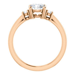 Cubic Zirconia Engagement Ring- The Jacqueline (Customizable Round Cut 3-stone with Thin Band and Dual Round Prong Accents)