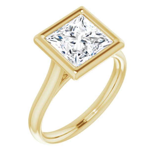 Cubic Zirconia Engagement Ring- The Gemma (Customizable Cathedral-Bezel Princess/Square Cut Solitaire)