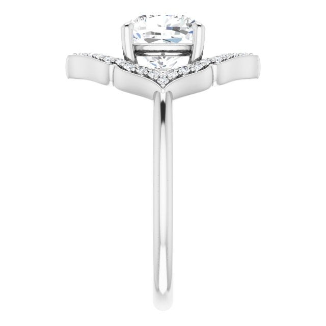 Cubic Zirconia Engagement Ring- The Casie Jean (Customizable Cushion Cut Style with Artistic Equilateral Halo and Ultra-thin Band)