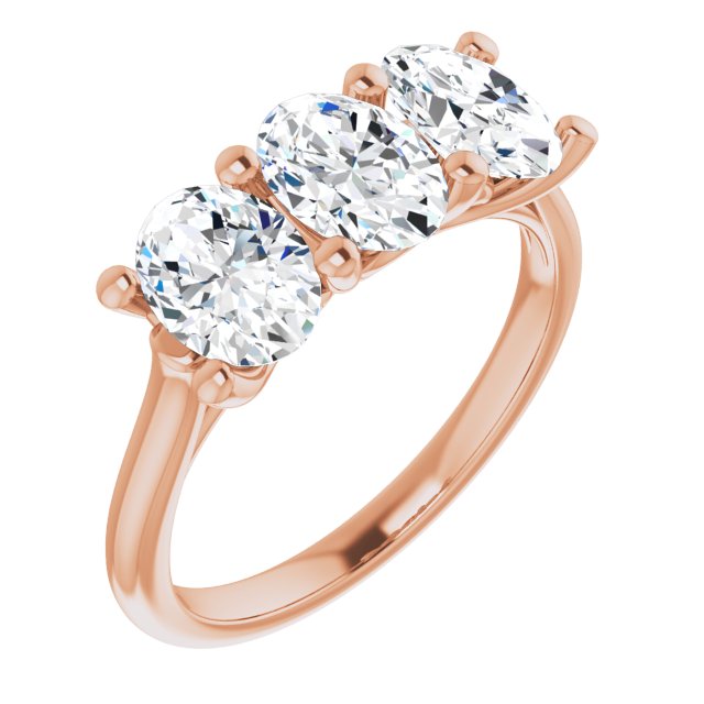 10K Rose Gold Customizable Triple Oval Cut Design with Thin Band