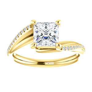 Cubic Zirconia Engagement Ring- The Teena (Customizable Princess Cut with 3-sided Twisting Pavé Split-Band)
