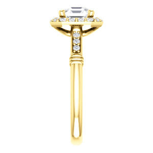 Cubic Zirconia Engagement Ring- The Thelma Ann (Customizable Cathedral-Halo Asscher Cut Design with Thin Accented Band)