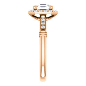 Cubic Zirconia Engagement Ring- The Thelma Ann (Customizable Cathedral-Halo Asscher Cut Design with Thin Accented Band)