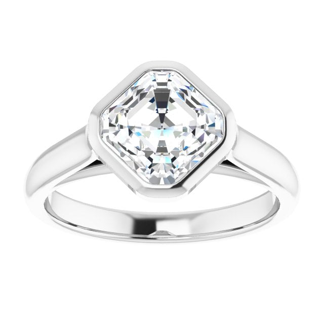 Cubic Zirconia Engagement Ring- The Ann Michelle (Customizable Cathedral-Bezel Asscher Cut 7-stone "Semi-Solitaire" Design)