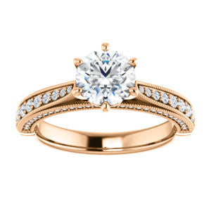 Cubic Zirconia Engagement Ring- The Claudia Jeanine (Customizable Round Cut Three Sided Band)