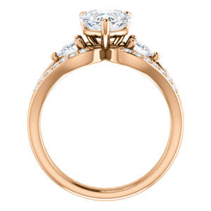 CZ Wedding Set, featuring The Karen engagement ring (Customizable Enhanced 3-stone Design with Heart Cut Center, Dual Trillion Accents and Wide Pavé-Split Band)