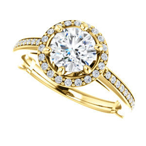 Cubic Zirconia Engagement Ring- The Jessika (Customizable Cathedral-set Round Cut Design with Halo and Thin Pavé Band)