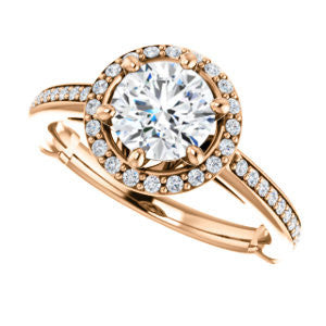 Cubic Zirconia Engagement Ring- The Jessika (Customizable Cathedral-set Round Cut Design with Halo and Thin Pavé Band)