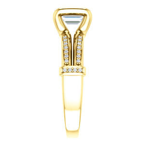 Cubic Zirconia Engagement Ring- The Kinsley (Customizable Emerald Cut with Split Pavé Band & Peekaboo Accents)