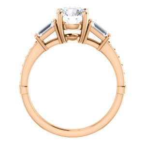 Cubic Zirconia Engagement Ring- The Rosetta (Customizable Round Cut Enhanced 5-stone Design with Pavé Band)