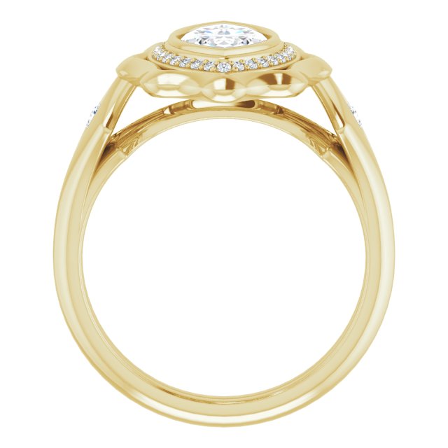 Cubic Zirconia Engagement Ring- The Jeanne (Customizable Bezel-set Marquise Cut with Halo & Oversized Floral Design)